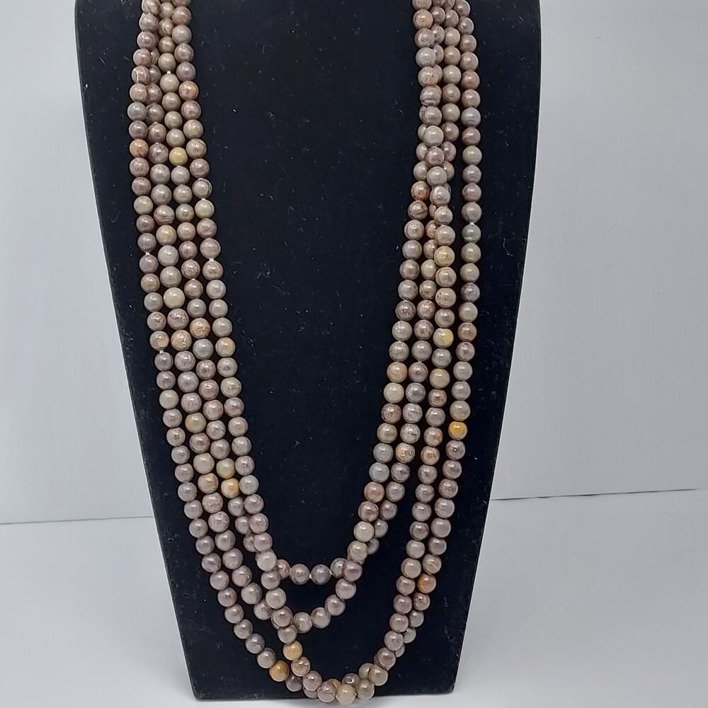 Ann Lightfoot 4 Strand Gemstone Necklace Braided Silk Tie Closure NOS Orig Tag
